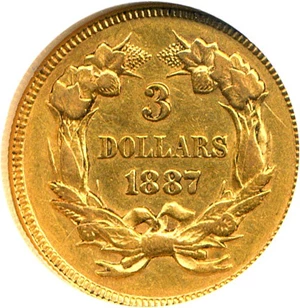 image for: 1887 $3 NGC AU50 ex: Richmond Collection