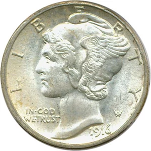 image for: 1916-S 10c Mercury PCGS/CAC MS65 FB