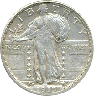 image for: 1919-D 25c PCGS XF45