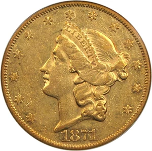 image for: 1871-CC $20 PCGS AU53