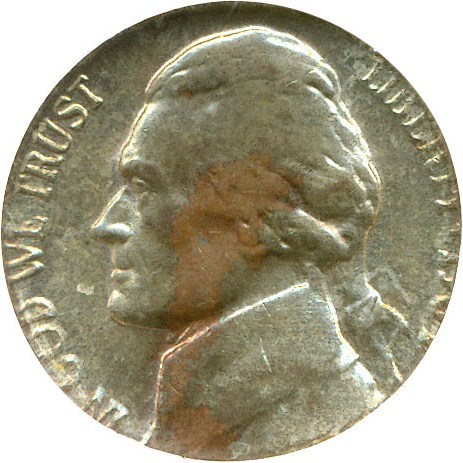 image for: Mint Error: (1964-D)  5c  NGC MS63 - Struck on a Foreign Plan - 3.1 Grams