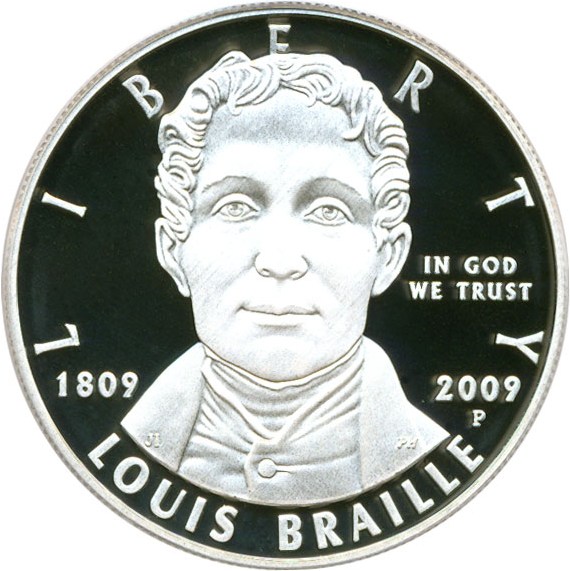 image for: 2009-P $1 Louis Braille PCGS Proof 70 DCameo