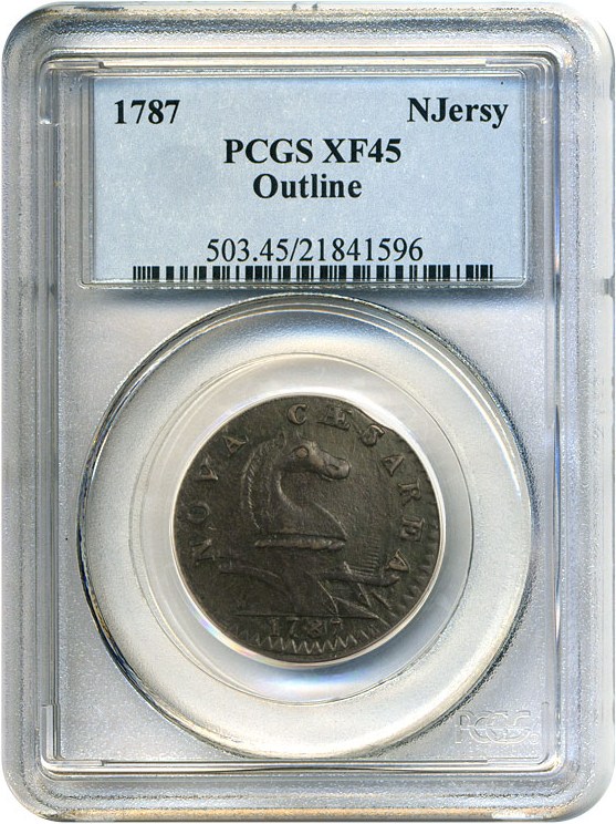 image for: 1787 New Jersey PCGS XF45 (Outlined Shield)