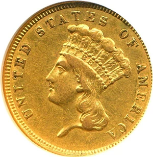 image for: 1887 $3 NGC AU50 ex: Richmond Collection