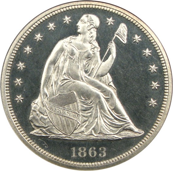 image for: 1863 $1  NGC Proof 65 Cameo