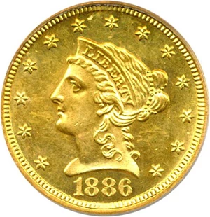 image for: 1886 $2 1/2 PCGS MS62