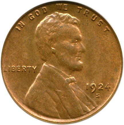 image for: 1924-S 1c  PCGS MS63 RB