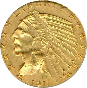 image for: 1911-D $5 PCGS XF45