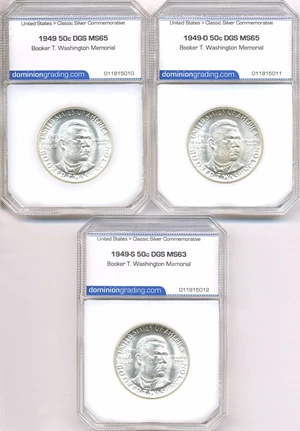 image for: 1949 PDS Set 50c Booker T. Washington Memorial DGS MS65/65/63