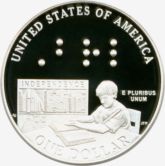 image for: 2009-P $1 Louis Braille PCGS Proof 70 DCameo