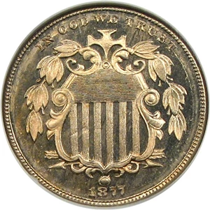 image for: 1877 5c NGC Proof 65 Cameo ex: Richmond Collection