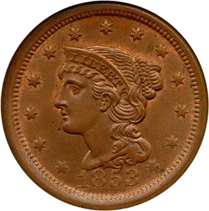 image for: 1853 1c NGC MS65 RB