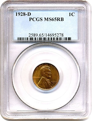 image for: 1928-D 1c PCGS MS65 RB