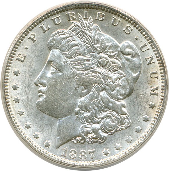 image for: Top 100 VAM: 1887 $1 ANACS AU55 (VAM 1A  Donkey Tail)