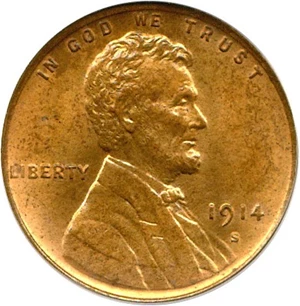 image for: 1914-S 1c PCGS MS64 RD