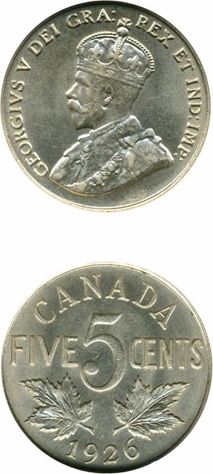 image for: Canada: 1926 5C Near 6 ANACS AU58