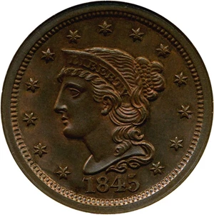 image for: 1845 1c NGC MS64 BN