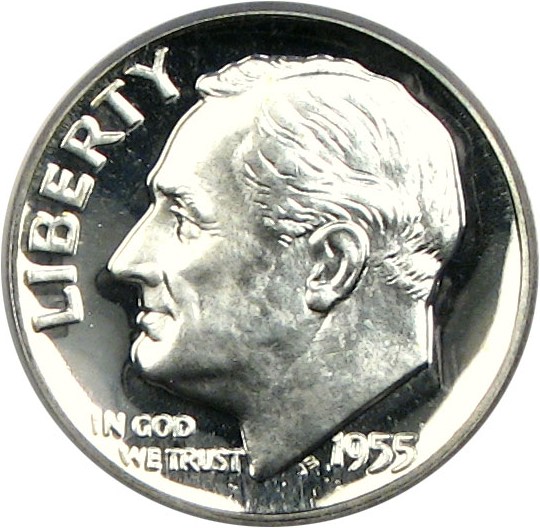 image for: 1955 10c  PCGS Proof 68 Cameo