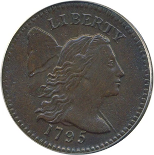 image for: 1795 1c Plain Edge PCGS AU53 BN