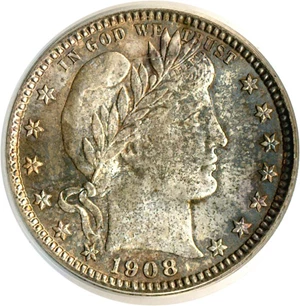 image for: 1908-O 25c PCGS MS65 OGH