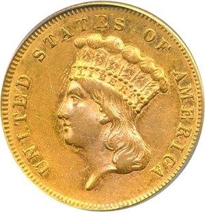 image for: 1869 $3 PCGS AU55