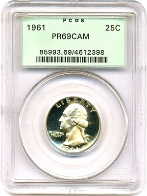 image for: 1961 25c PCGS Proof 69 Cameo OGH