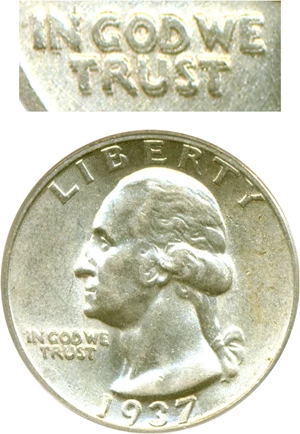 image for: 1937 25c PCGS AU58 (Doubled Die Obverse)