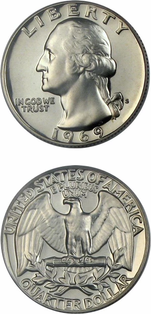 image for: 1969-S 25c PCGS Proof 69 Cameo