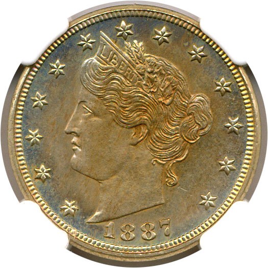 image for: 1887 5c  NGC/CAC Proof 66 * Color *