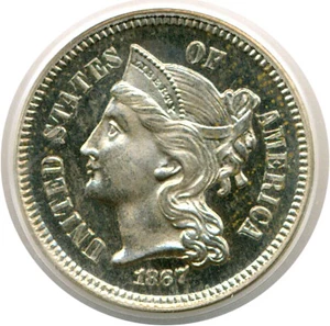 image for: 1867 3cN PCGS Proof 65 OGH