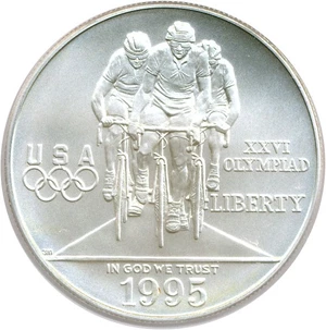 image for: 1995-D $1 Olympic Cycling PCGS MS70