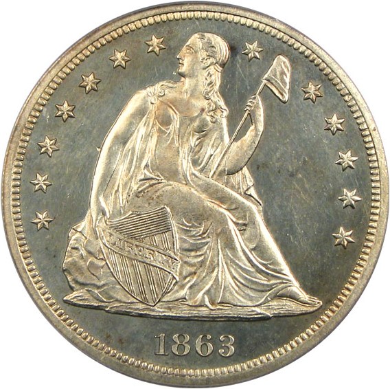 image for: 1863 $1  PCGS Proof 63 Cameo