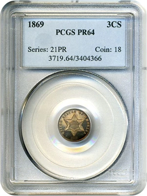image for: 1869 3cS PCGS Proof 64