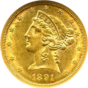 image for: 1891-CC $5 NGC MS61