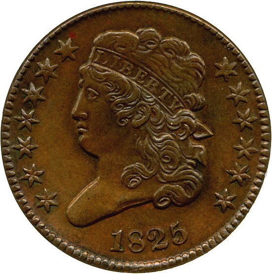 image for: 1825 1/2c DGS AU55 (C-2, Cleaned and Retoned)