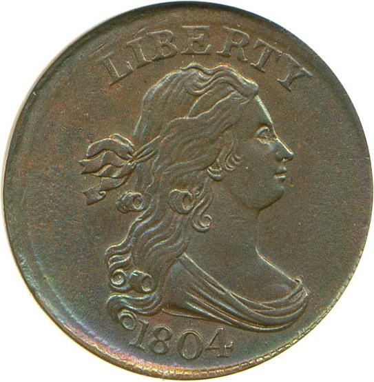 image for: 1804 1/2c DGS AU58 (Cross 4-Stems, Lightly Cleaned)