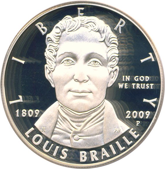 image for: 2009-P $1 Louis Braille PCGS Proof 70 DCameo