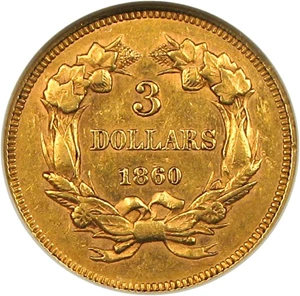 image for: 1860 $3 NGC AU58
