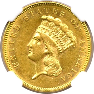image for: 1857 $3 NGC/CAC AU55