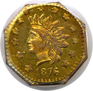 image for: Cal Gold: 1876/5 $1 PCGS MS62 (BG-1129)