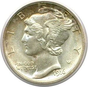 image for: 1916-S 10c Mercury PCGS MS62 FB