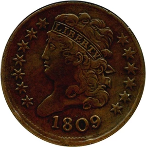 image for: 1809 1/2c DGS AU53 (C-6, Rotated Dies, Altered Surfaces)