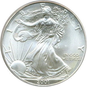 image for: 2001 $1 Silver Eagle PCGS MS69 (9-11-01 WTC Ground Zero Recovery)