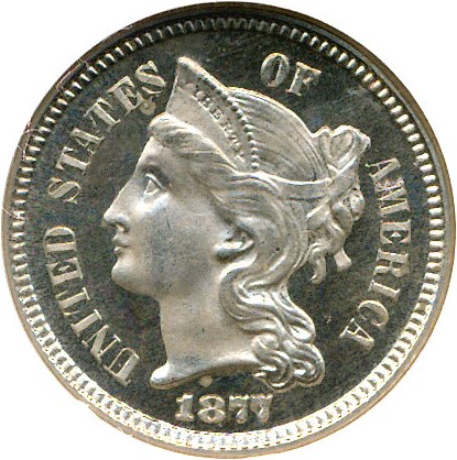 image for: 1877 3cN  NGC Proof 66 Cameo * Proof Only *