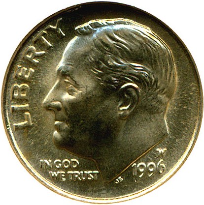 image for: 1996-W 10c  NGC MS66 FT