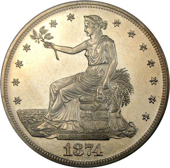 image for: 1874 Trade$  PCGS Proof 64 Cameo ex: Hesselgesser