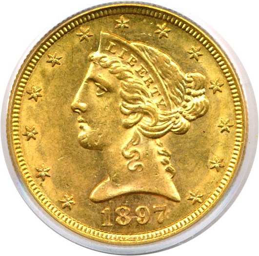 image for: 1897-S $5  PCGS MS62