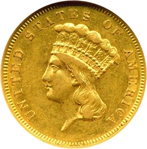 image for: 1856-S $3 NGC/CAC AU55