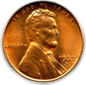 image for: 1937-D 1c PCGS MS66 RD