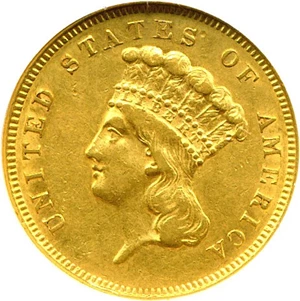 image for: 1856-S $3 NGC AU55
